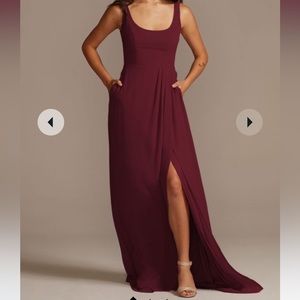 Chiffon tank scoop neck bridesmaid dress